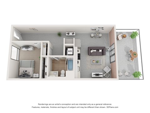 Floor plan for 1 bed, 1 bath, 792 sqft